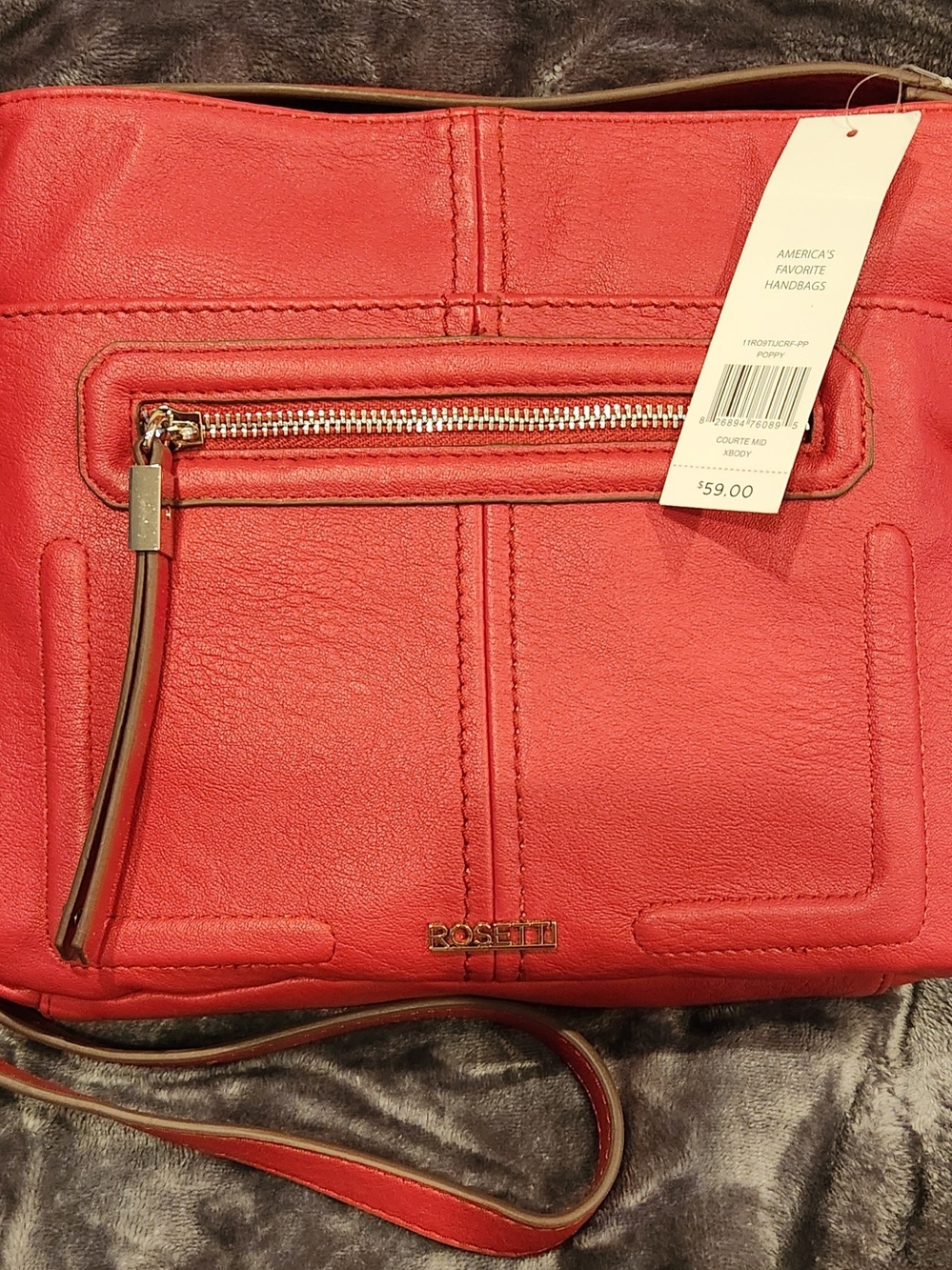Rosetti Red Leather Crossbody with Front Zip and Tassel - Picture 4 of 7